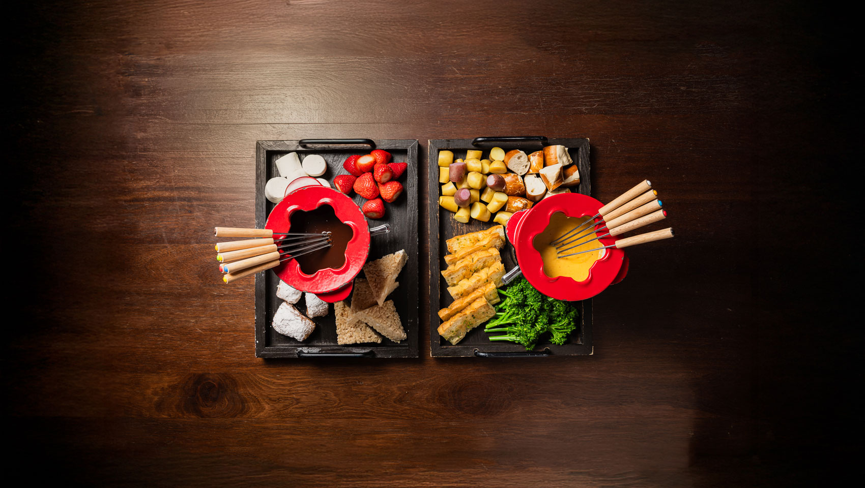 Sweet & Savory Fondu options available at Pier Summit Ski Lodge at Kimpton Shorebreak Resort